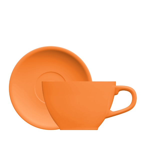 Xícara 80ml Oval com pires laranja - Germer