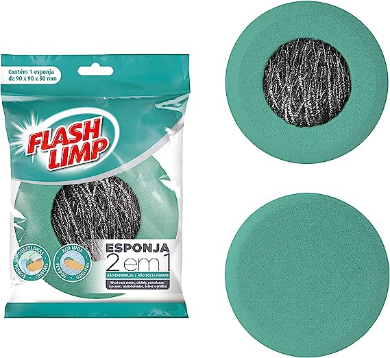 Esponja 2 em 1, para Limpeza pesada ferro e grelha e delicada, EAP0719 - Flash Limp