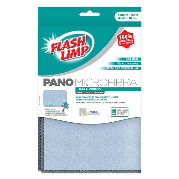 Pano Microfibra Para Vidro FLP6698 - Flash Limp