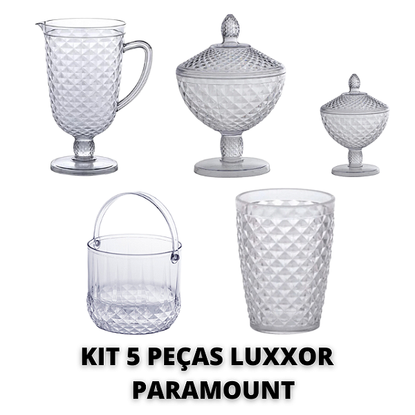 Kit 5 Pecas Jarro | Bomboniere | Balde De Gelo | Copo Linha Luxxor - Paramount