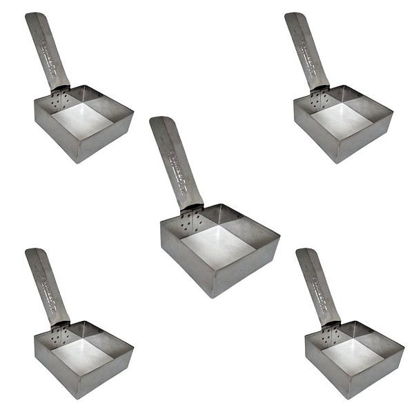 Kit 5 Modelador De Ovos Quadrado Inox 8,5x12,5cm - Servipel
