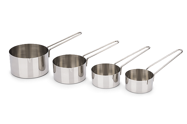 Conjunto Medidores (Xicaras 240 ml, 120 ml, 80ml e 60ml) Brinox 4 Peças Aço Inoxidável - Linha Top Pratic - Brinox