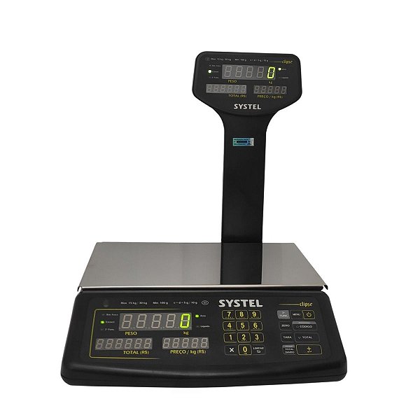 Balança Digital Clipse com Torre 30kg Preta Bivolt - Systel