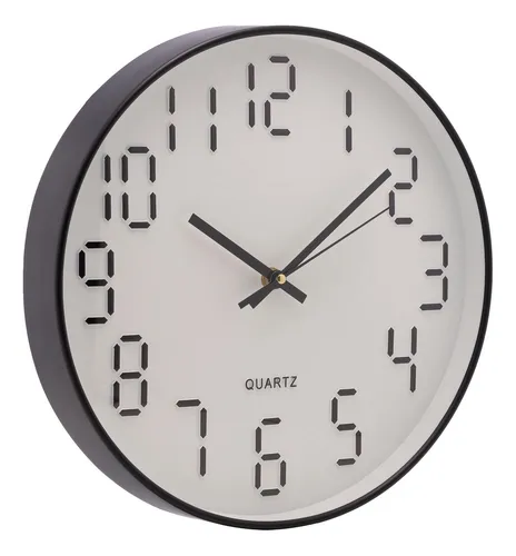 Relógio de Parede Quartz Branco com Detalhes Pretos 30,5x4 cm – Lyor
