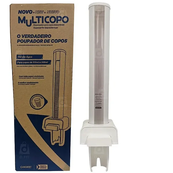 Dispenser poupador de copos 150 a 200ml Branco Multicopo - Nobre