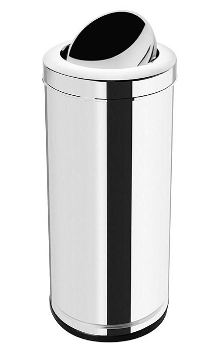 Cesto para Lixo com Tampa Basculante, Corpo em Aço Inox e Aro em ABS Cromado 30L  3592 - Viel