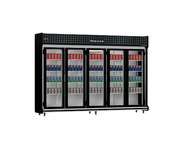 Expositor Conveniência Classic Bebidas 3,00mts 5 Portas 2023 Lts Preto 2157 Polofrio