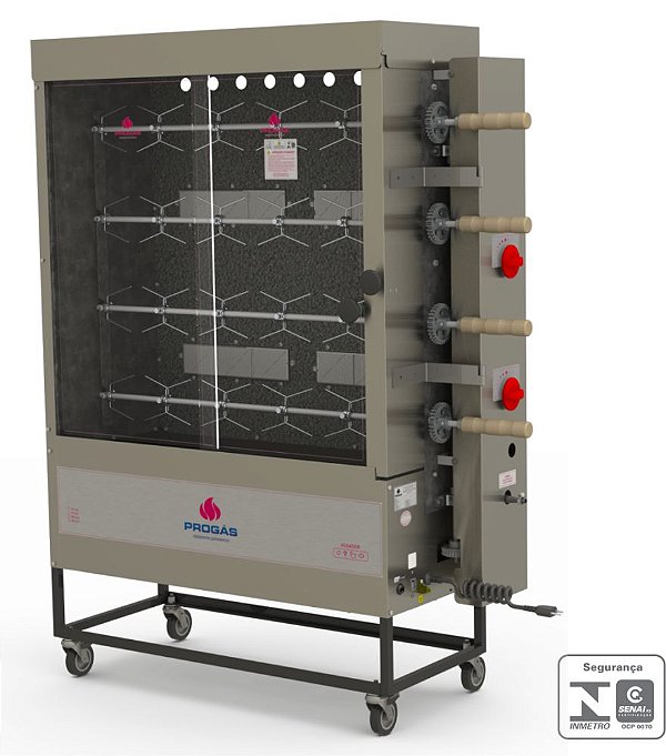 Frangueira Rotativa 20 Frangos A Gás 4 Espetos PR-621 - Progas