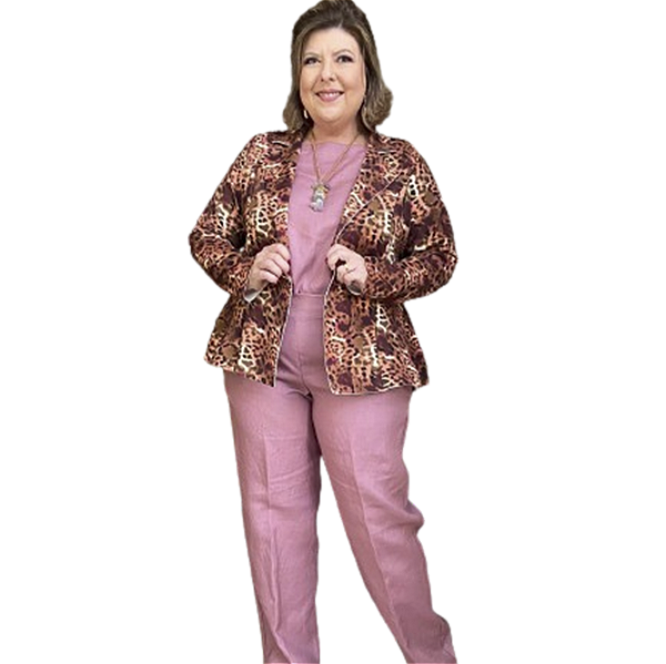 Blazer Peplum em Neoprene Animal Print