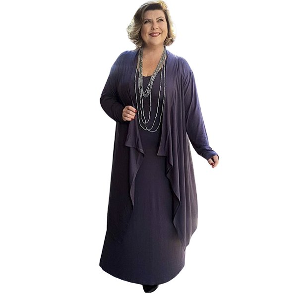 Cardigã em Malha Longo Liso