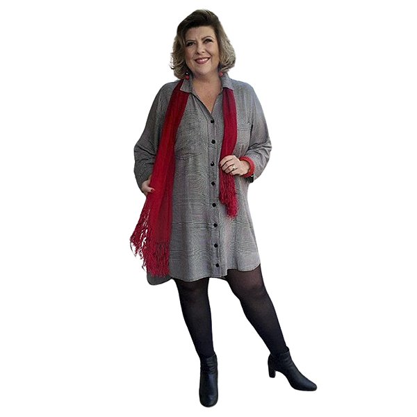 Vestido Chamisier Estampado Manga 3/4