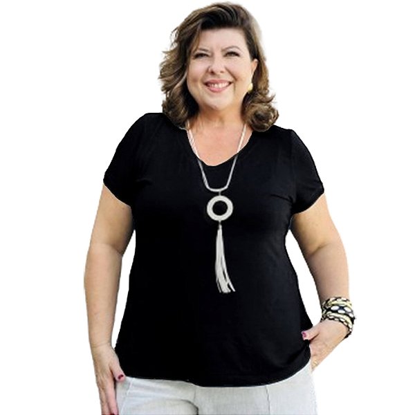 Blusa Básica Manga Curta Decote V