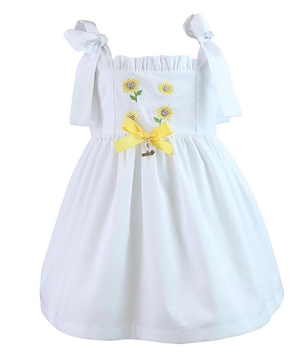 Vestido Menina Girassol Roana - Branco - Ahoara - Loja de Roupa Infantil  para Crianças e Bebês
