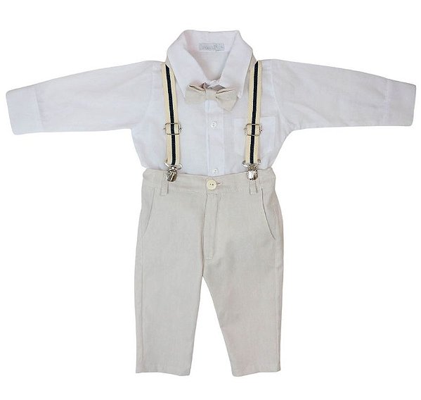 Conjunto Com Calça Menino Camurça Aconchego Roana - Marfim