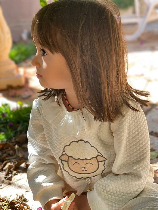 Conjunto moletom Menina Carneirinho Roana Marfim