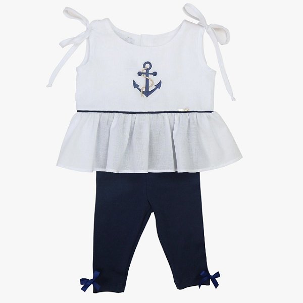 Conjunto Com Legging Menina Âncora Roana - Marinho