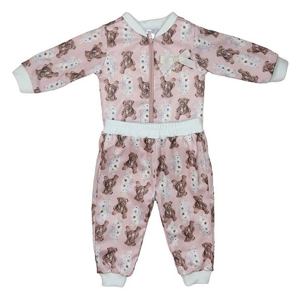 Conjunto Moletom Menina Ursinhos Roana Rosa Seco