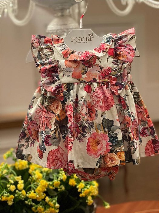 Pimpão Menina Bordado De Flores Roana Marfim