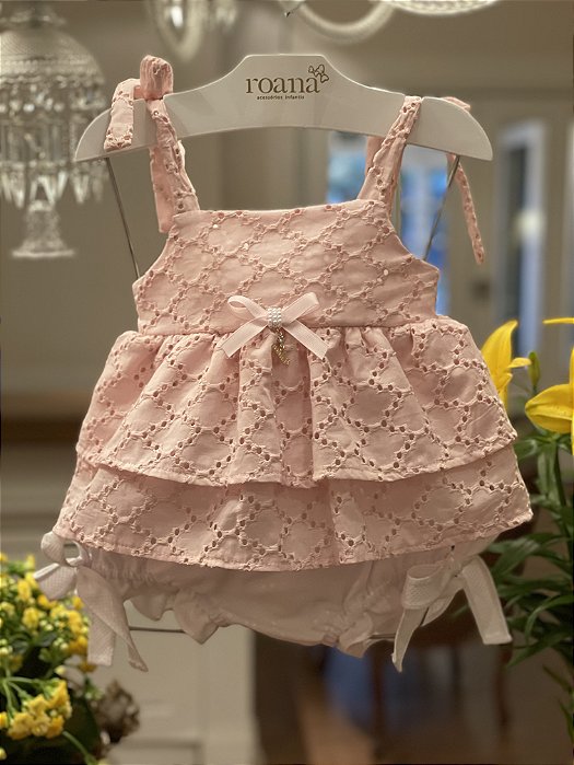 Conjunto Bata Com Culote ou Short Menina Laise Roana Rosa