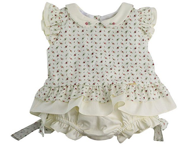 Conjunto Bata Com Culote ou Shortinho Flores Marsala Menina Roana - Amarelo