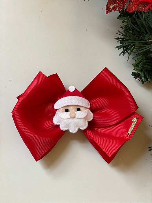 Laço Médio Menina Papai Noel  Roana - Vermelho