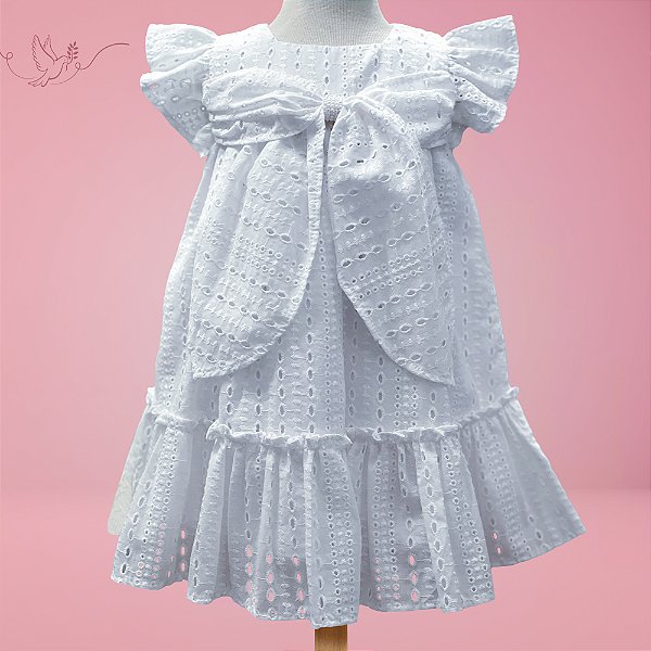 Vestido Infantil Laise Lação Magia Branco Roana