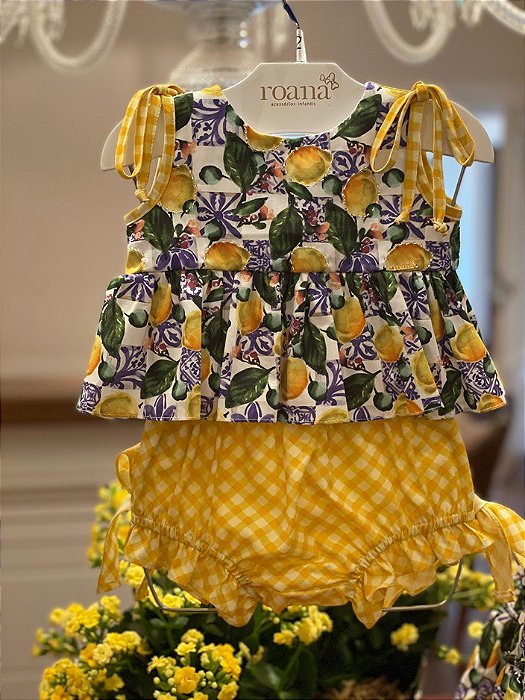 Conjunto Bata com Culote ou Short Limão Siciliano Crystal Amarelo