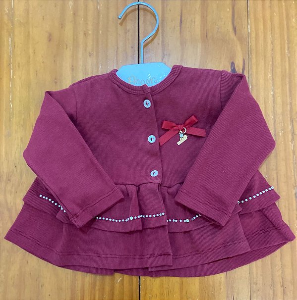 Casaquinho Infantil de Suedine Babadinho Marsala Roana
