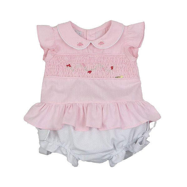 Conjunto Bata com Culote ou Short Feminino Bordado Flores