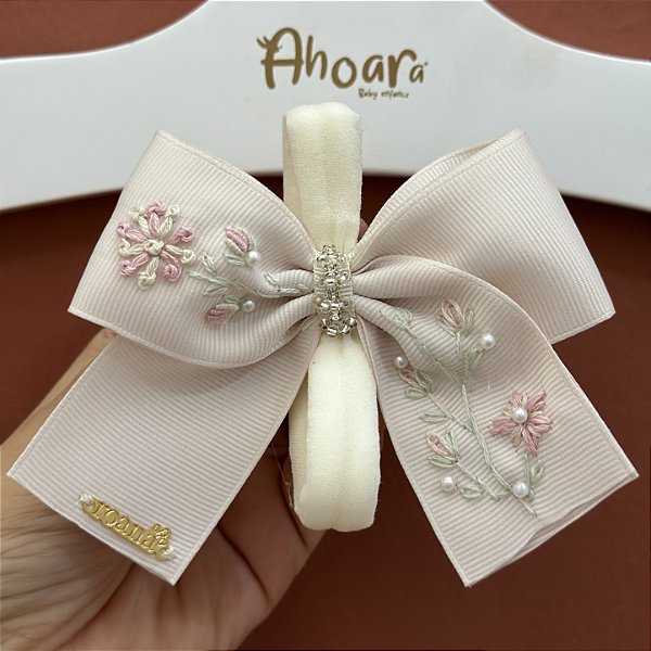 Faixa Infantil de Meia de Seda Grande Ramos de Flores Ana Sofia Roana