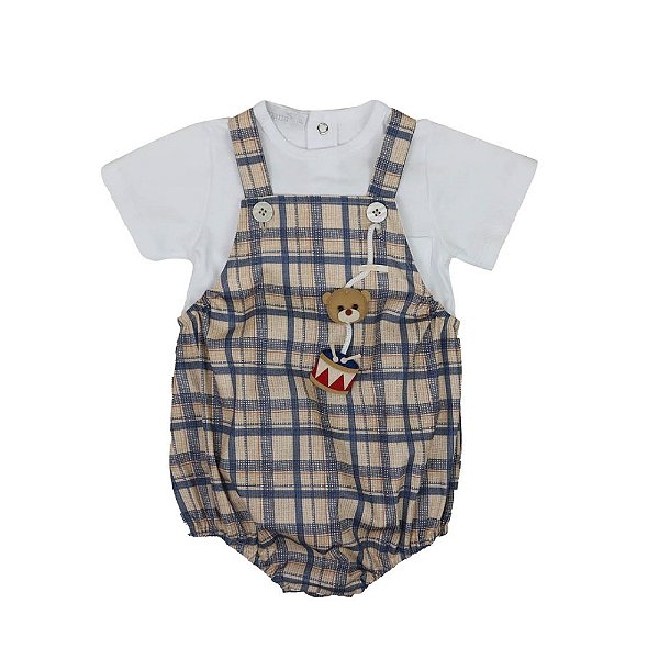 Jardineira com Camiseta Teddy do Meu Coração