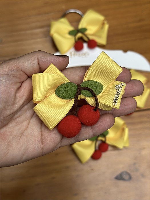 Laço Infantil Médio Frutinhas Amarelo Roana
