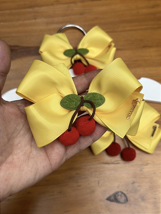 Laço Infantil Grande Frutinhas Amarelo Roana