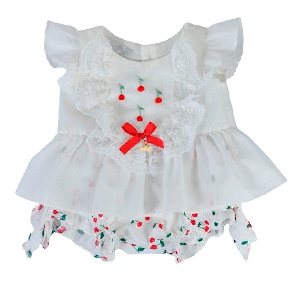 Conjunto Bata com Culote ou Short Cerejinha