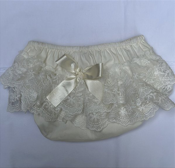 Calcinha Infantil Babado de Renda Bumbum Rico Off White Roana