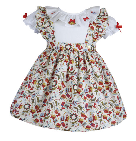 Vestido Infantil Presente Luz de Natal Estampado Roana