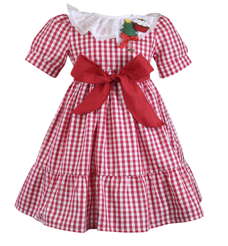 Vestido Infantil Docinho Luz de Natal Xadrez Roana