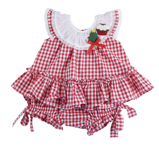 Conjunto Bata com Culote ou Short Docinho Luz de Natal - Xadrez