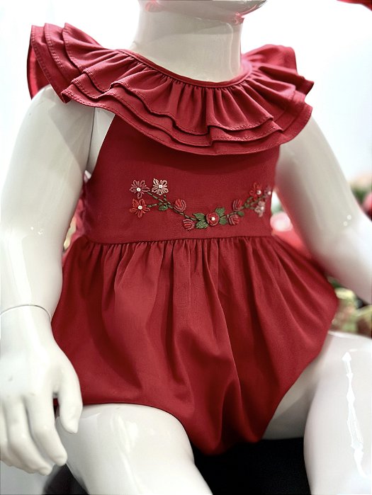 Vestido Infantil Princesa Vermelho Brilho Festa Natal Luxo 1 ao 4