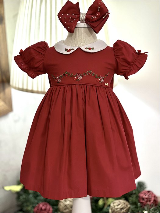 Vestido Infantil Princesa Vermelho Brilho Festa Natal Luxo 1 ao 4