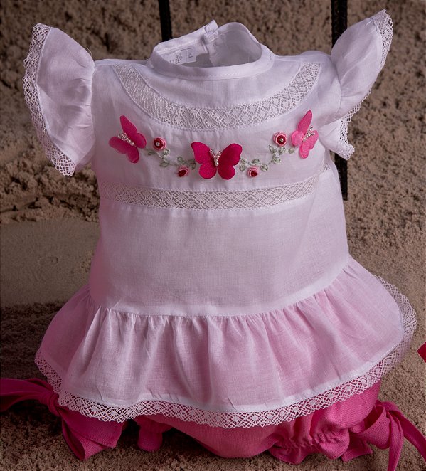 Conjunto Infantil Bata com Culote ou Short Encanto 3D Rosa Roana