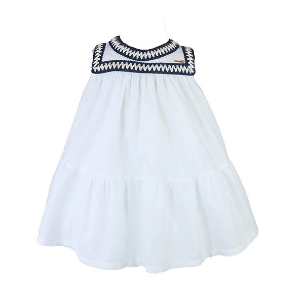 Vestido Infantil Navy dos Sonhos Branco Roana
