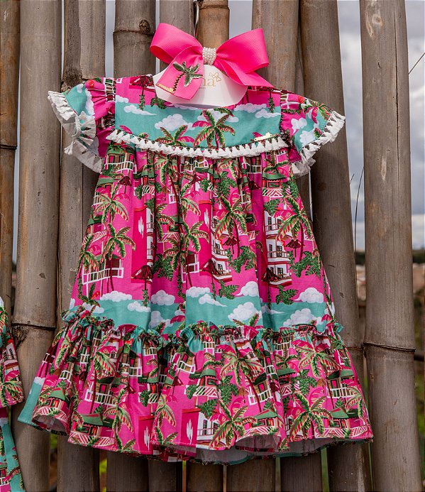 Vestido Infantil Caraíbas Estampado Roana