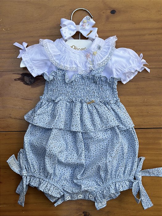 Jardineira Infantil com Body Borboletando Roana