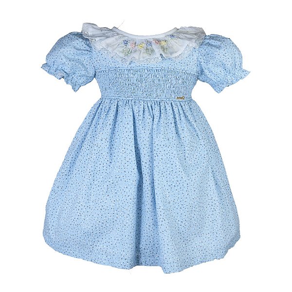 Vestido Infantil Borboletando Azul Roana