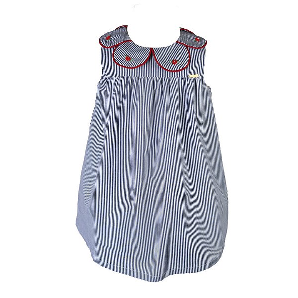Vestido Infantil Pétalas do Mar Listrado Azul Marinho Roana