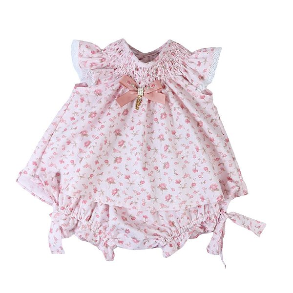 Conjunto Infantil Bata com Culote ou Short Flores Leveza Rosa Roana
