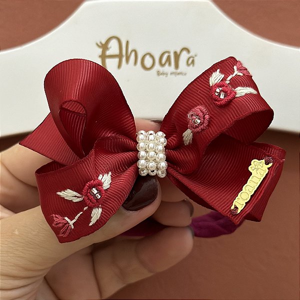 Faixa Infantil de Meia de Seda Gorgurão Bordada Média Botões de Rococó Roana