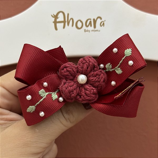 Faixa na Meia de Seda Infantil Media Flor de Crochê Roana