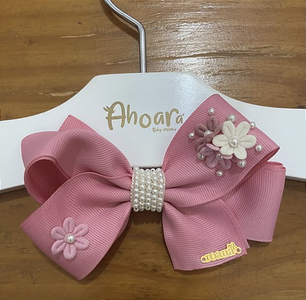 Faixa de Cabelo Infantil Grande Florzinhas Aplicadas Rosa Roana